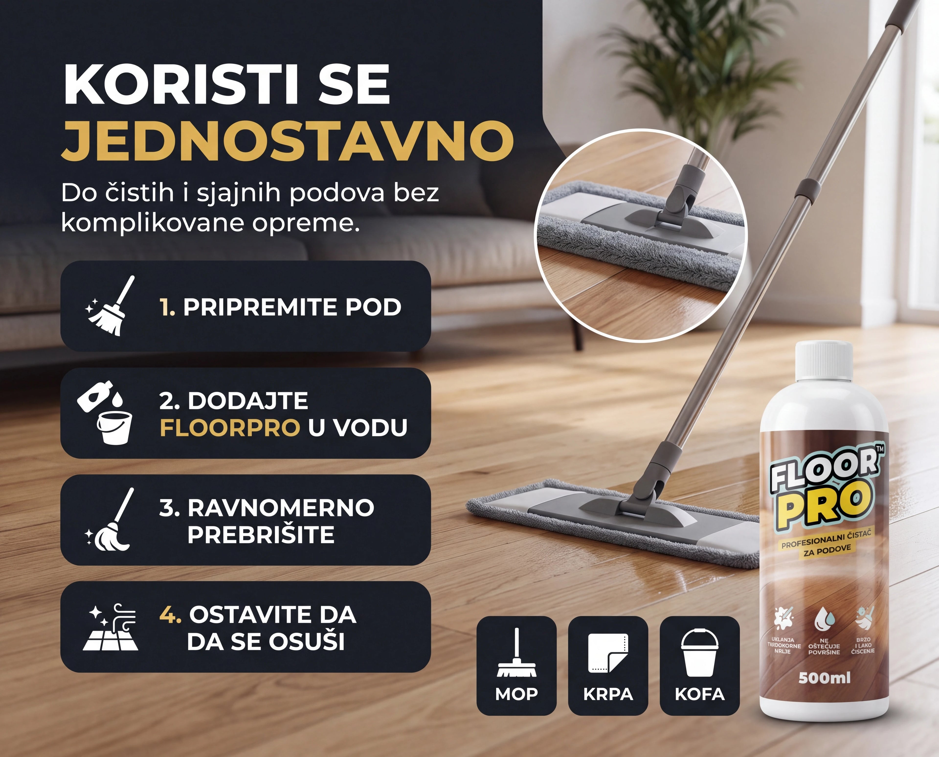 FloorPro™ emulzija za čišćenje i sjaj podova 1+1