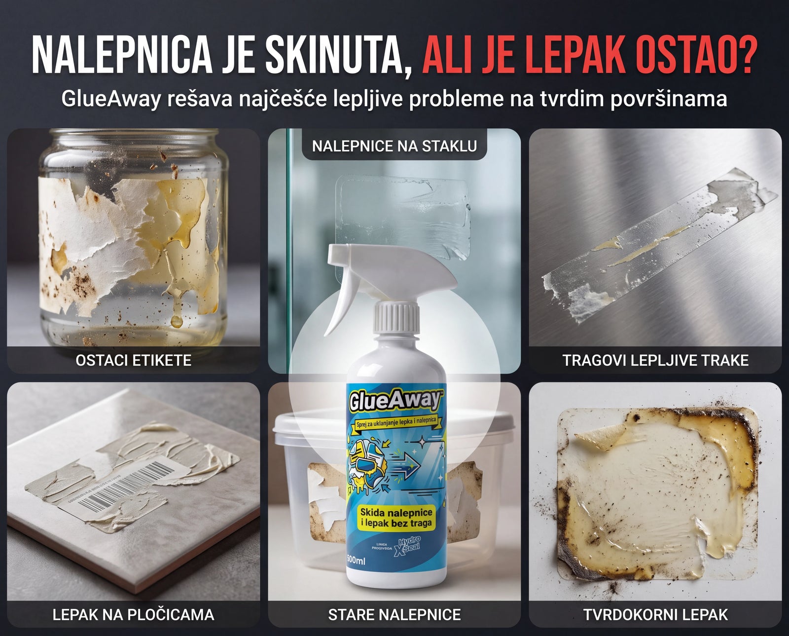 GlueAway™ sprej za skidanje nalepnica i lepka 1+1
