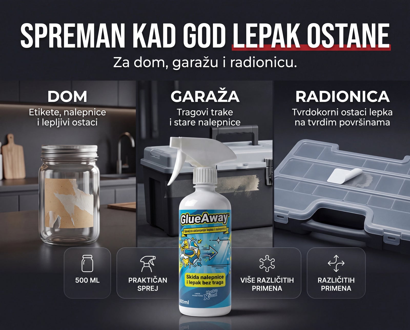 GlueAway™ sprej za skidanje nalepnica i lepka 1+1