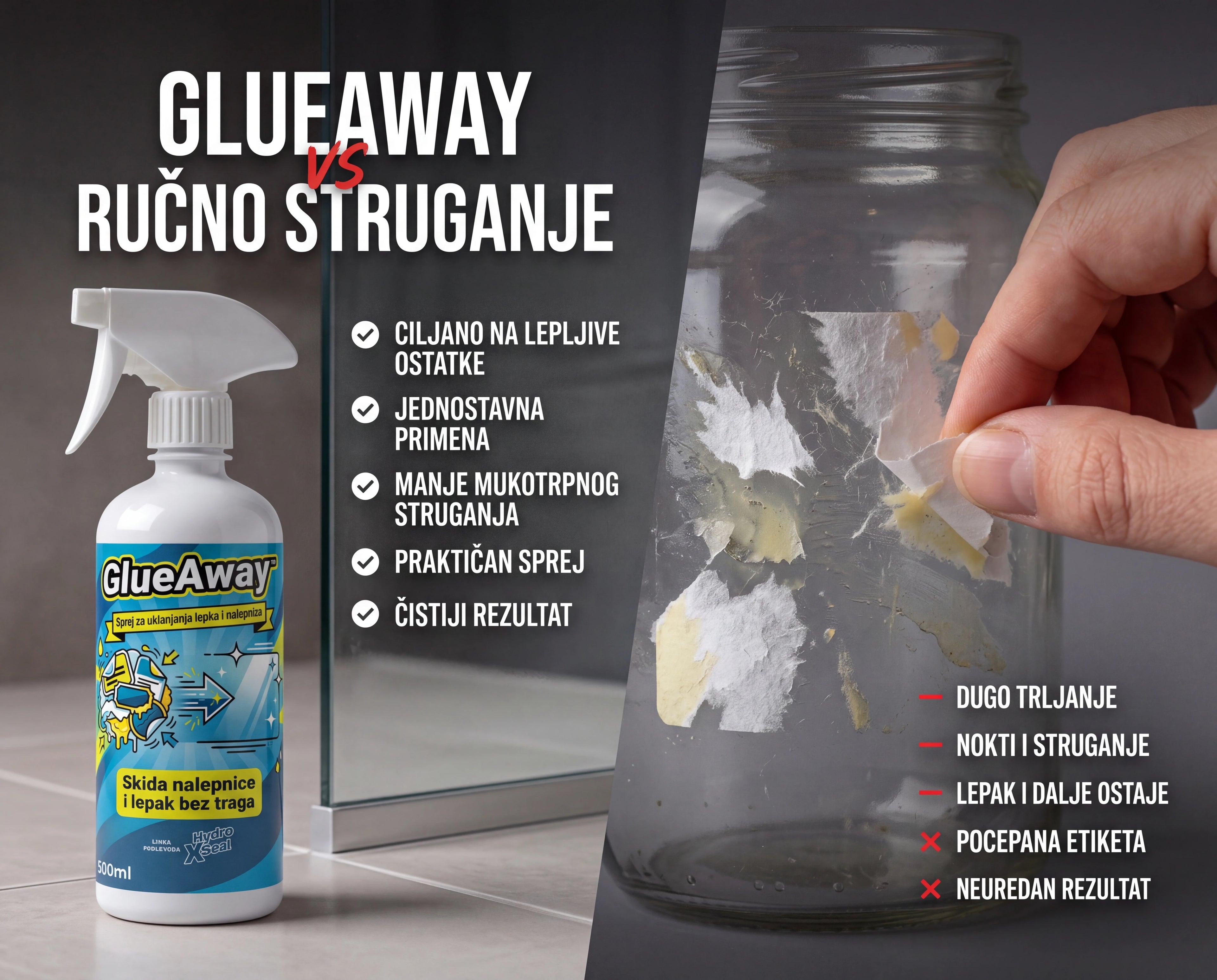 GlueAway™ sprej za skidanje nalepnica i lepka 1+1