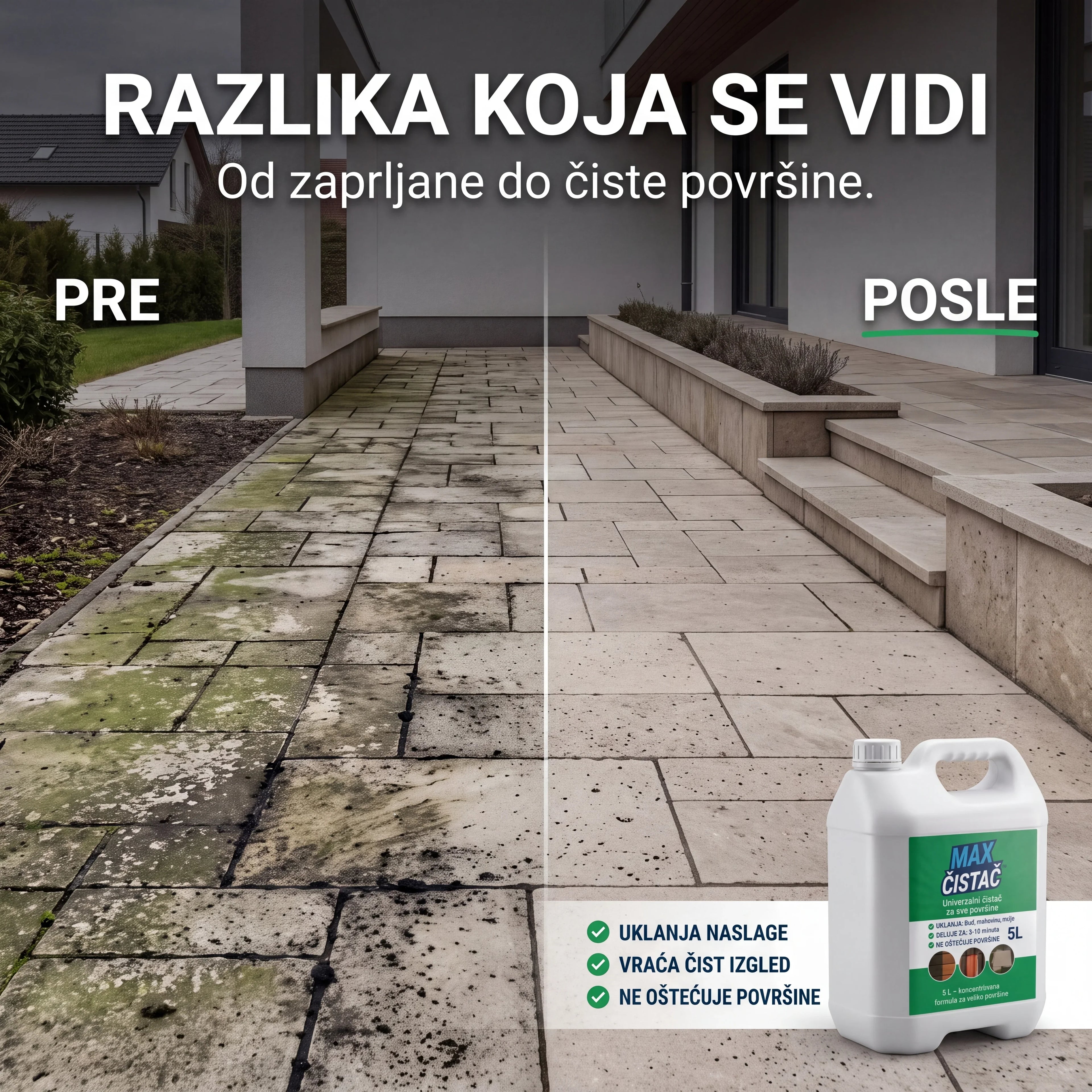 MAX Čistač™ za spoljašnje površine 0,5 L + 0,5 L GRATIS