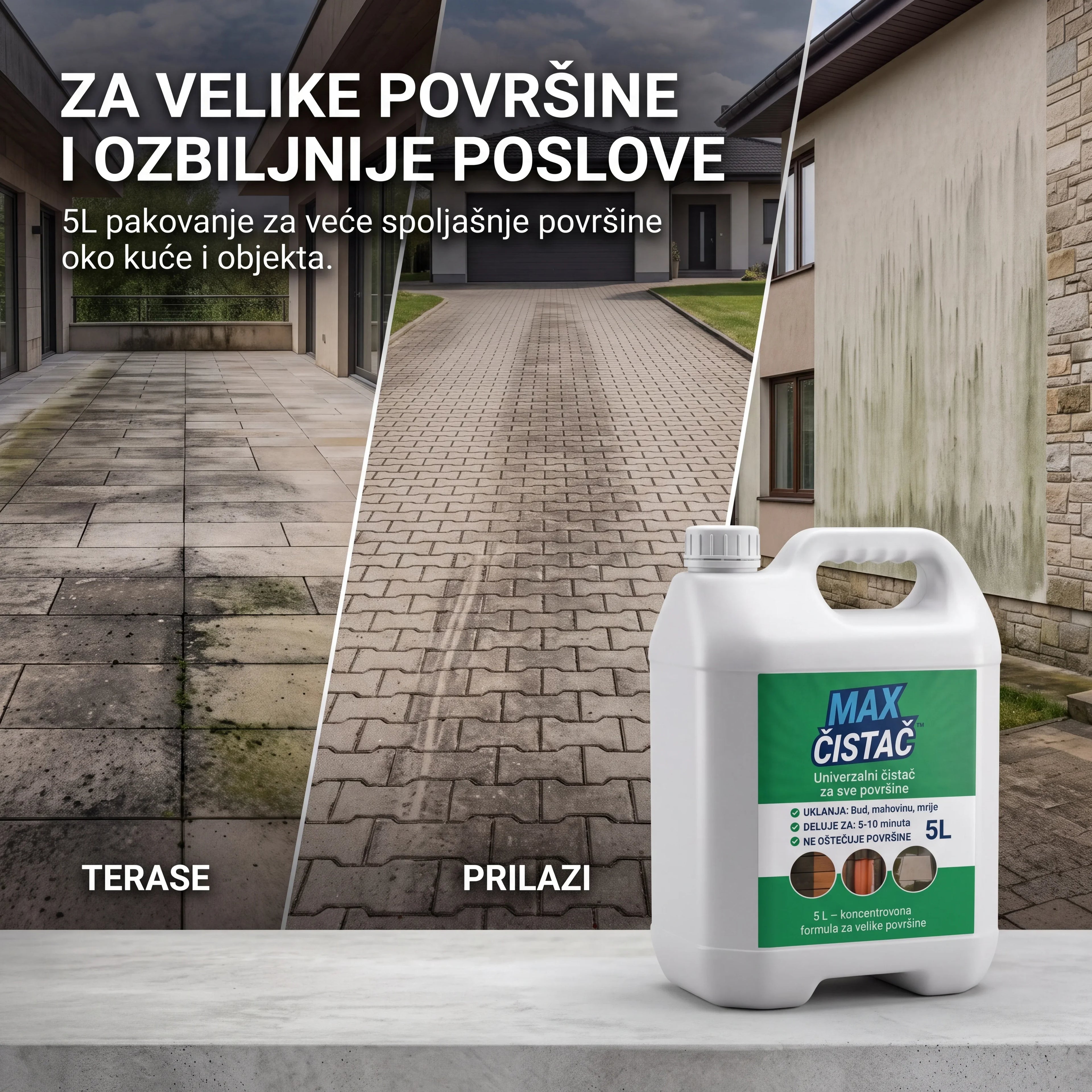 MAX Čistač™ za spoljašnje površine 0,5 L + 0,5 L GRATIS