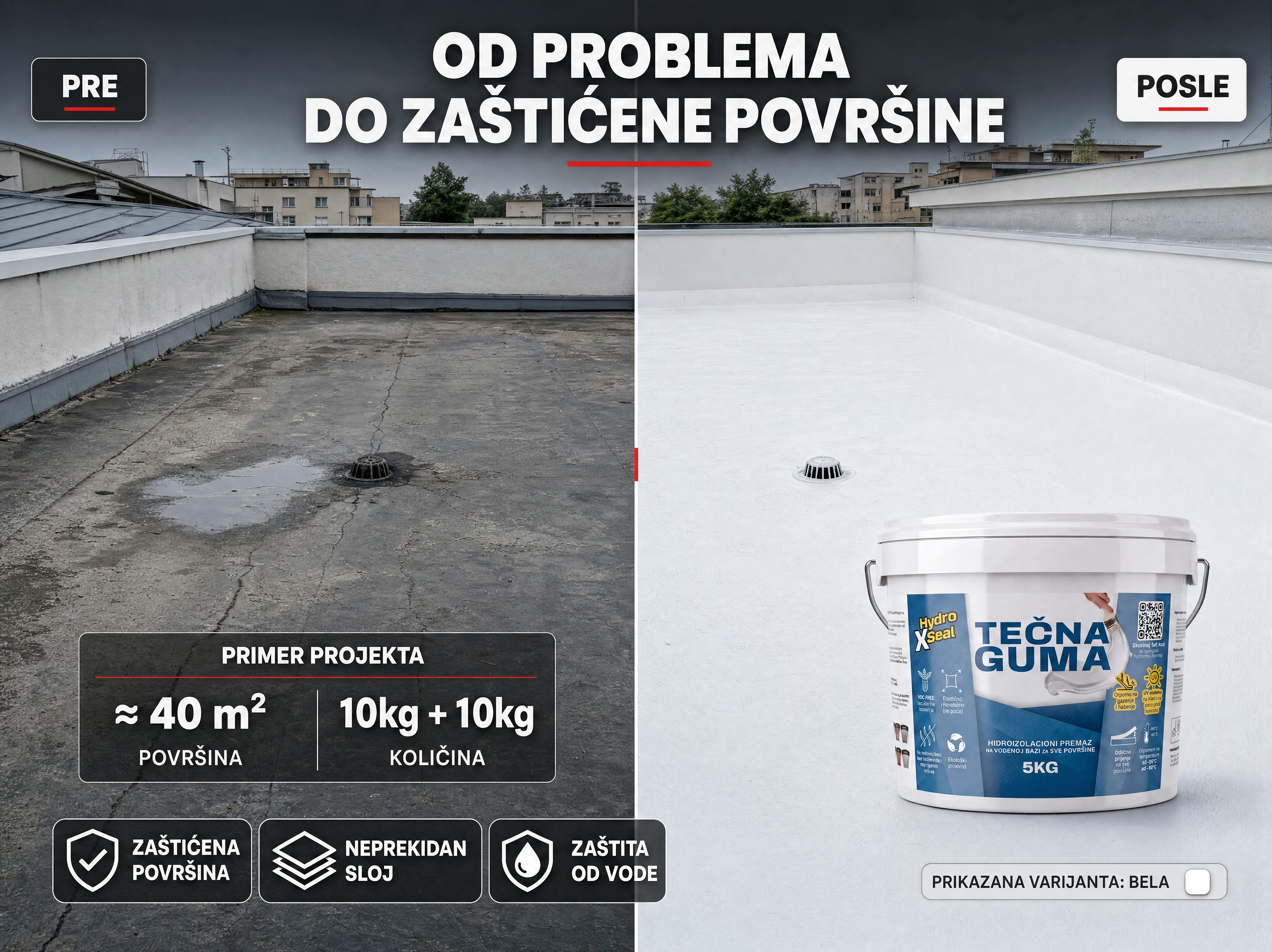 Tečna Guma za Hidroizolaciju - 500G + 500G (do 2m²)