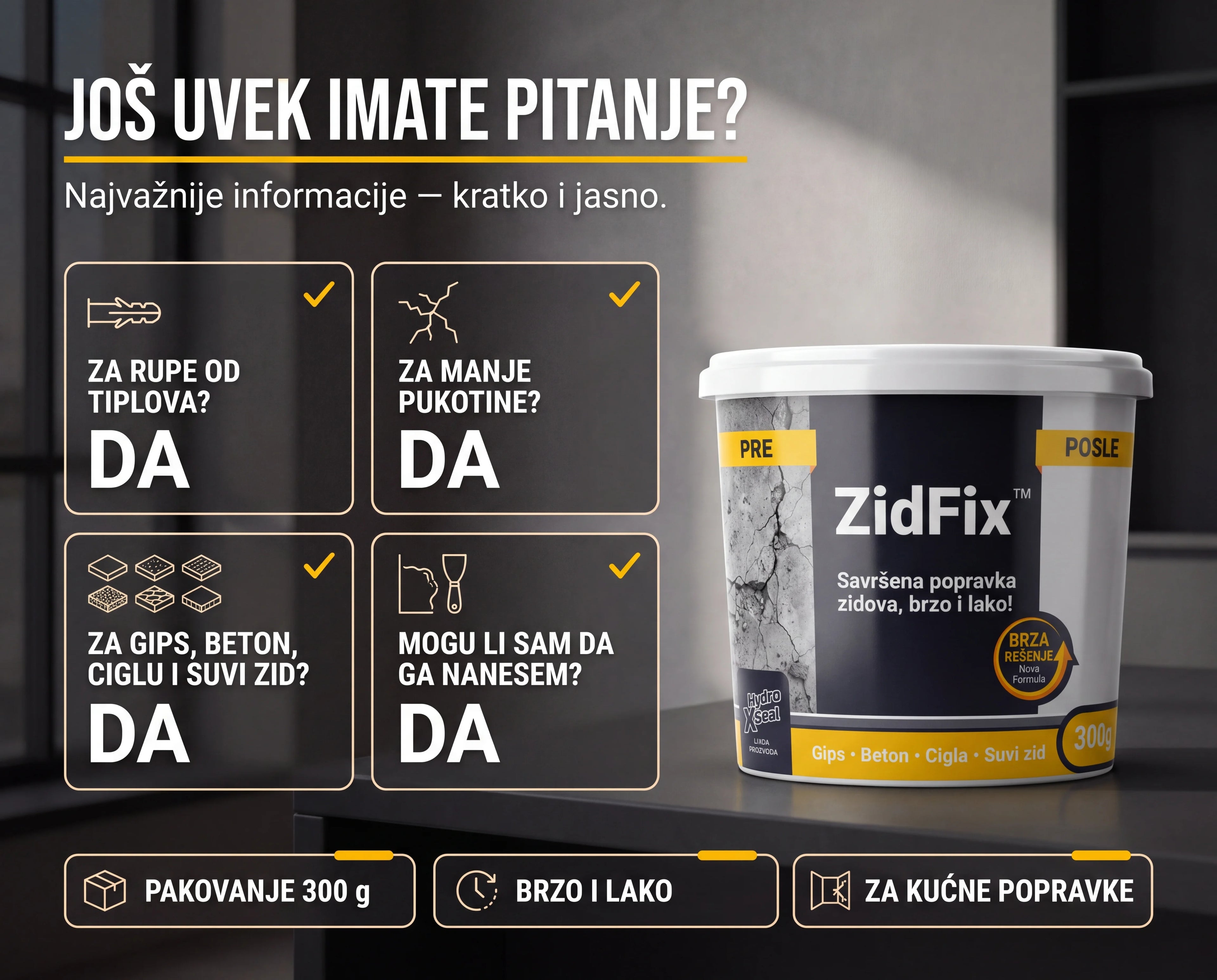 ZidFix™ Pasta za popravku zidova 300g+300g