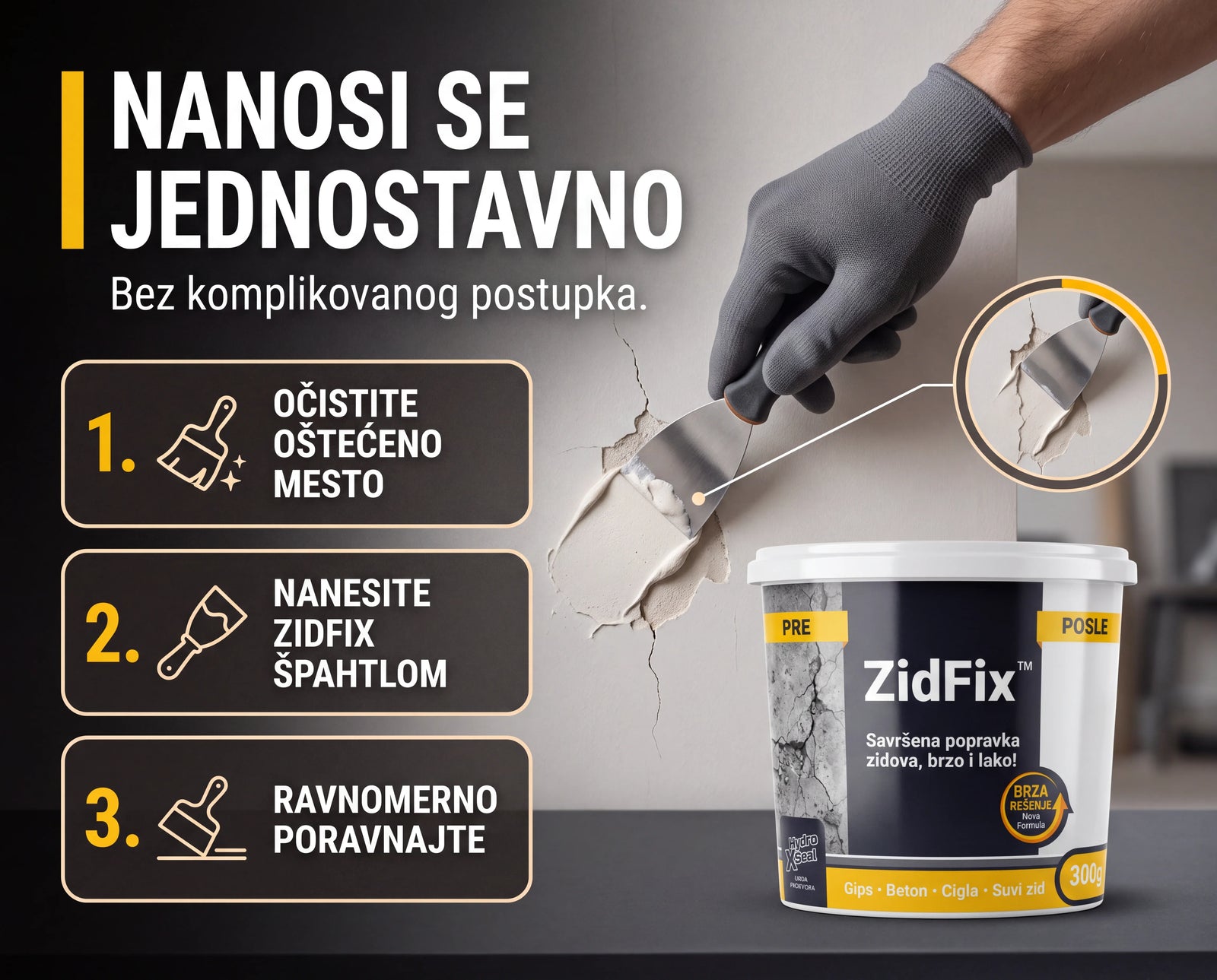 ZidFix™ Pasta za popravku zidova 300g+300g