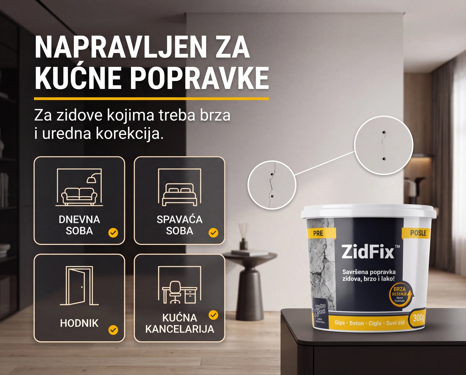 ZidFix™ Pasta za popravku zidova 300g+300g