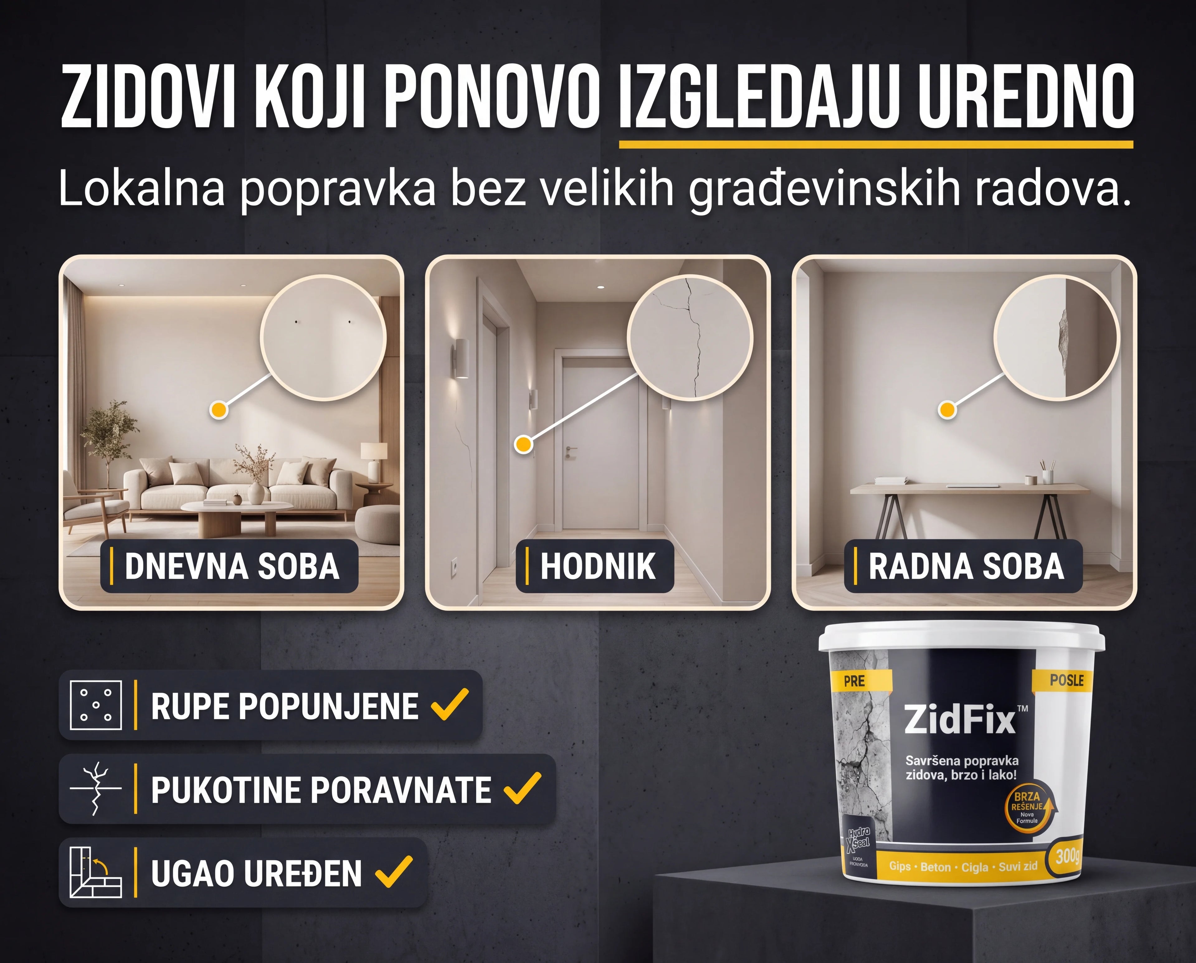 ZidFix™ Pasta za popravku zidova 300g+300g