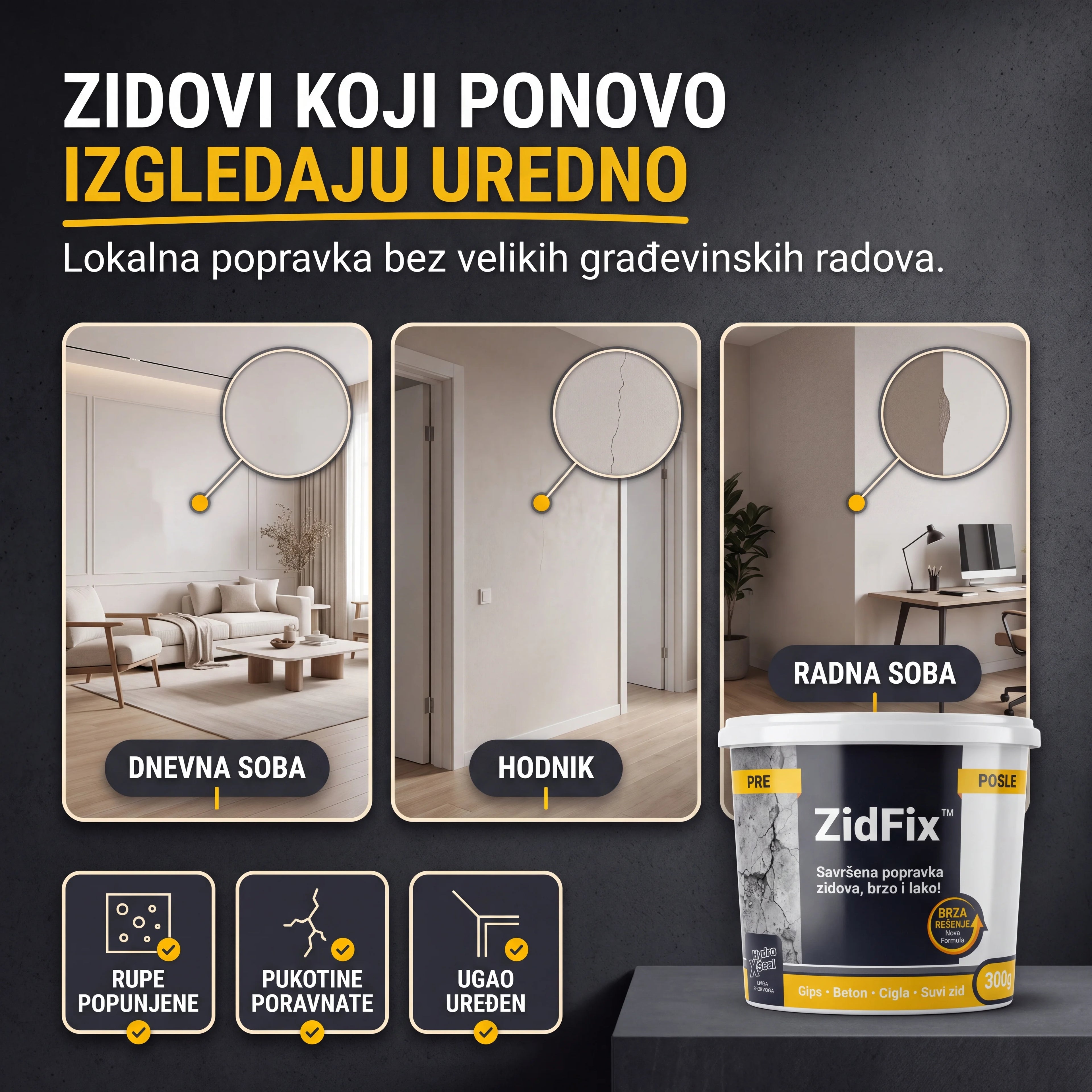 ZidFix™ Pasta za popravku zidova 300g+300g
