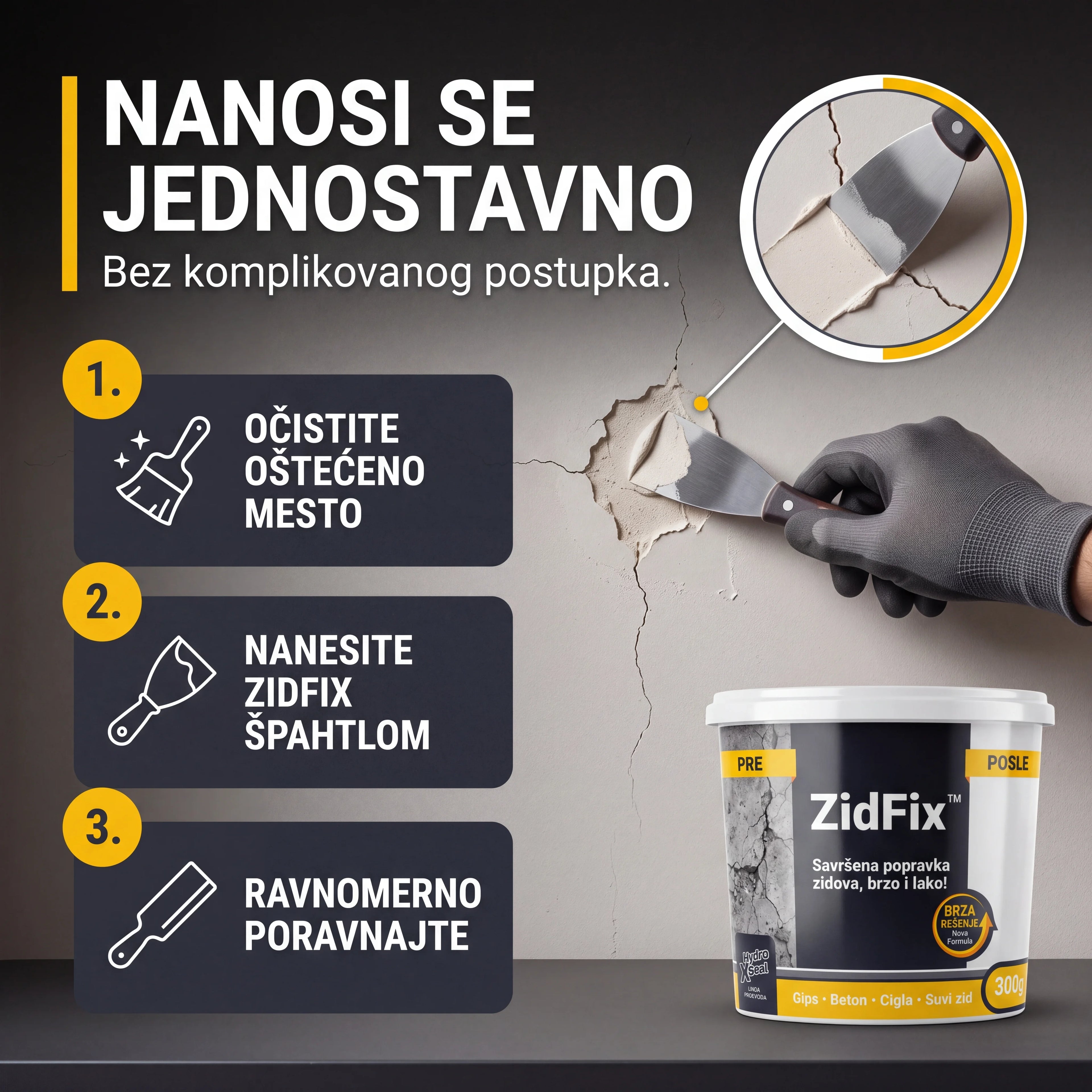 ZidFix™ Pasta za popravku zidova 300g+300g