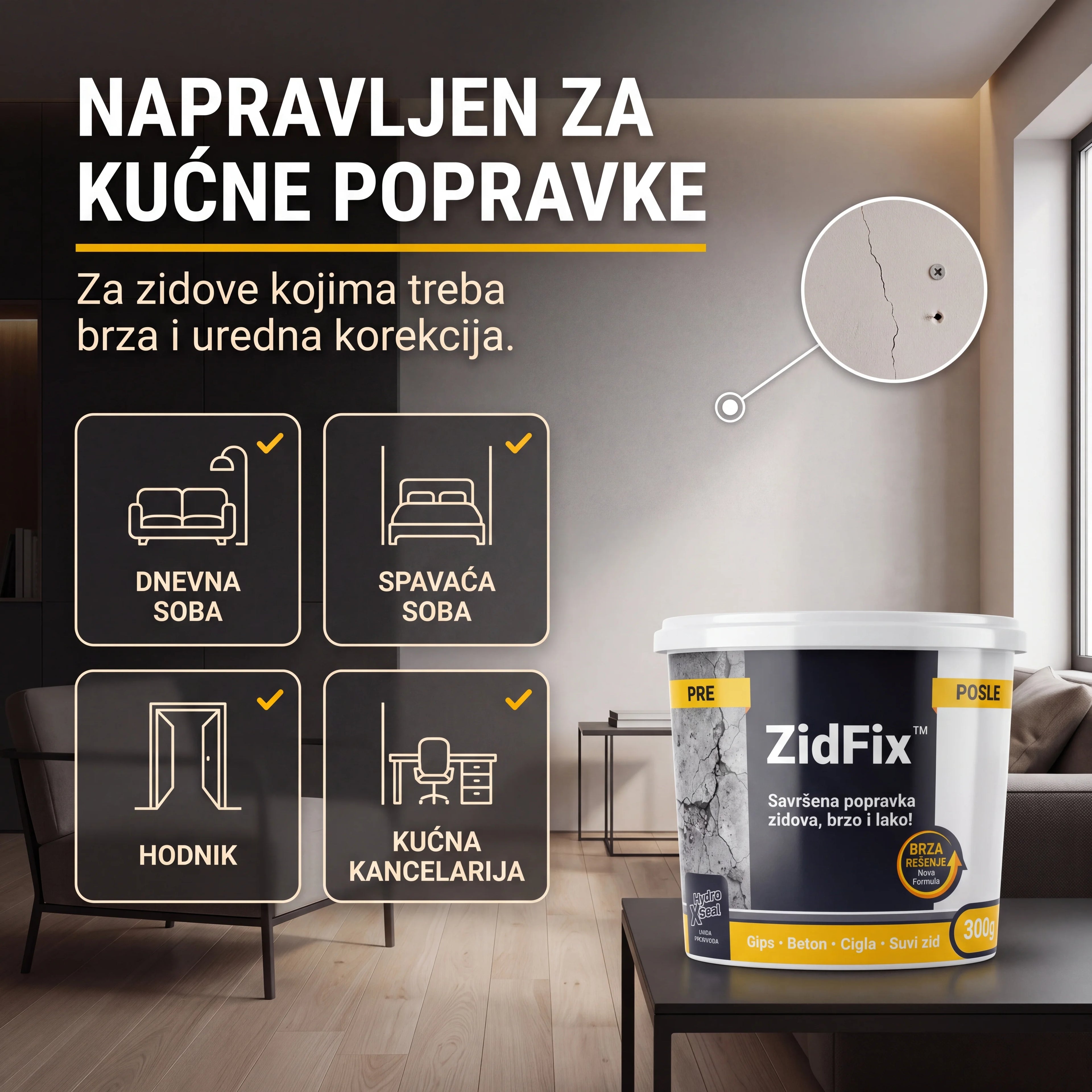 ZidFix™ Pasta za popravku zidova 300g+300g
