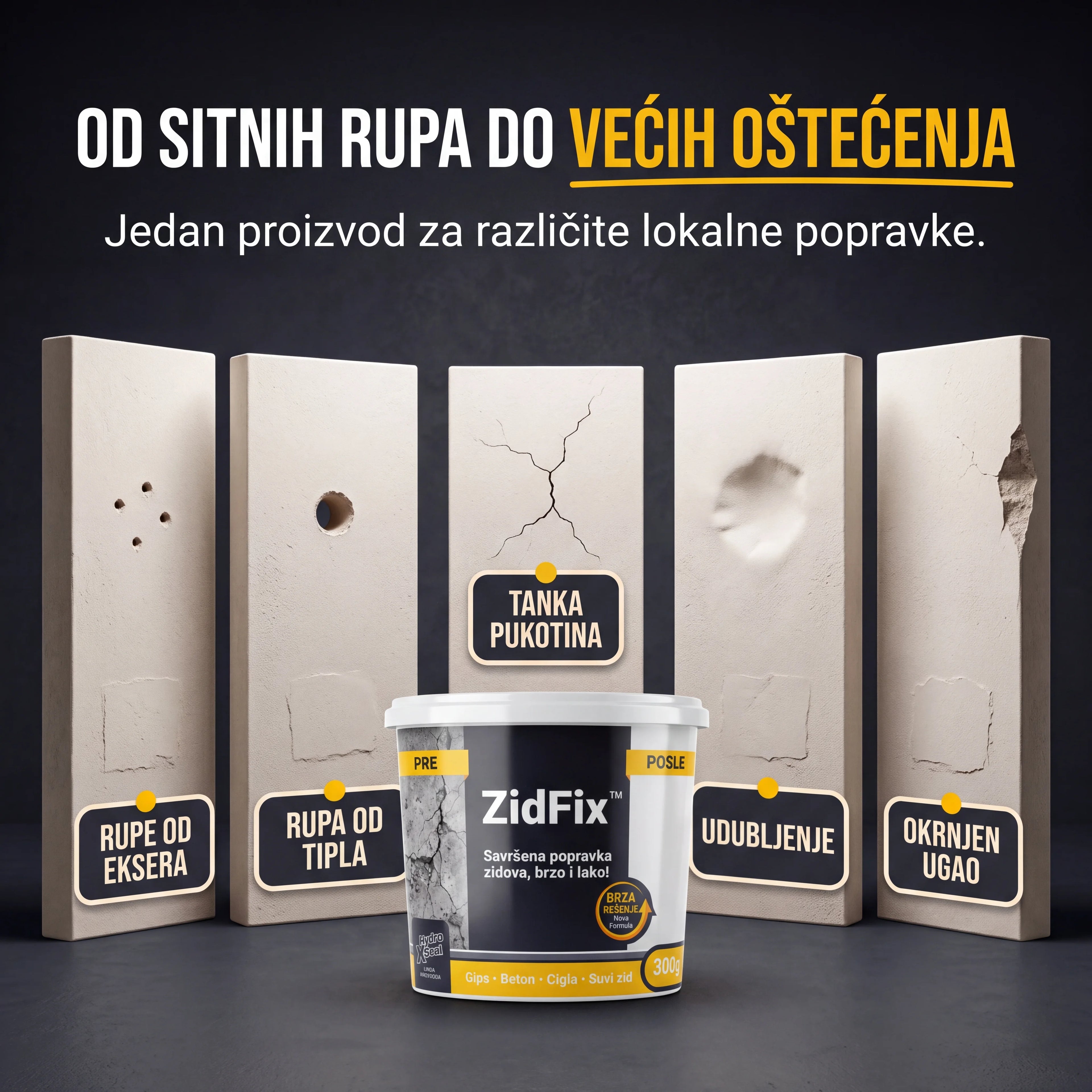 ZidFix™ Pasta za popravku zidova 300g+300g